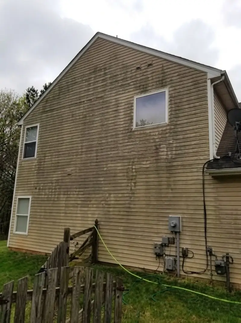 Plant City House Washing Job Clearing Mildew From Siding Job Site Home siding before a soft wash visit